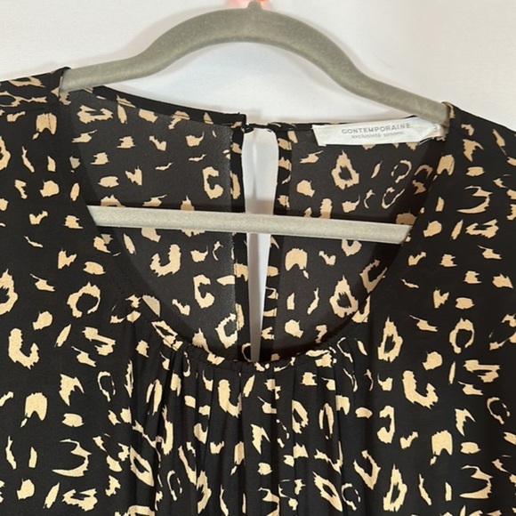 Simons Black & Tan Animal Print Chiffon Dress - Picture 6 of 11